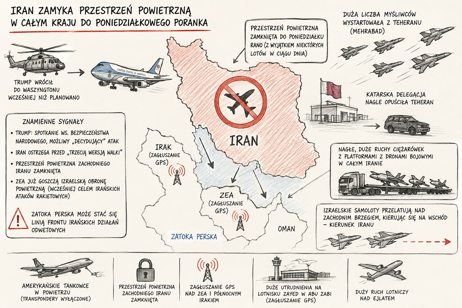 Iran zamyka przstrze powietrzn